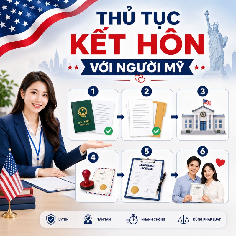 HƯỚNG DẪN CHI TIẾT THỦ TỤC KẾT HÔN VỚI NGƯỜI MỸ