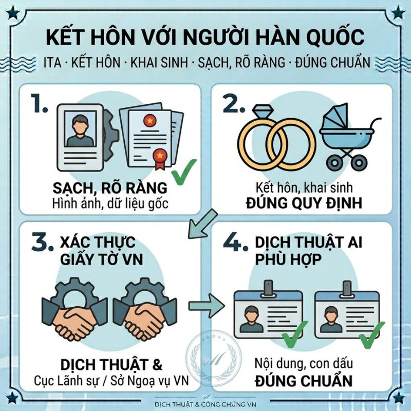 Kết hôn với người Hàn Quốc cần chuẩn bị hồ sơ đầy đủ