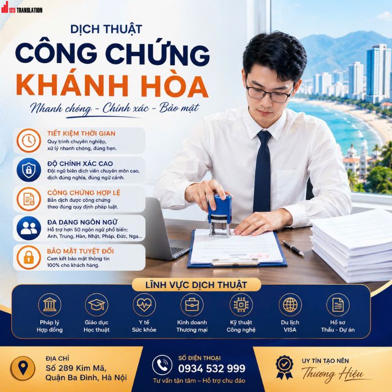 Dịch thuật công chứng Khánh Hòa – Dịch vụ uy tín, nhanh chóng và chuẩn pháp lý