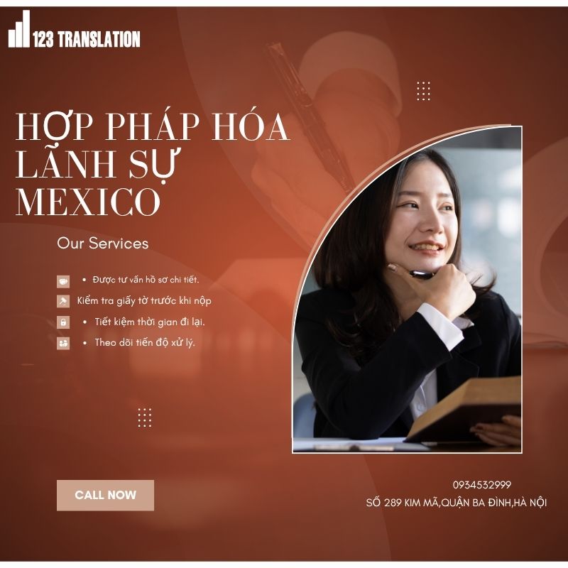 Một số giấy tờ có thể cần dịch thuật công chứng hoặc chứng nhận lãnh sự trước khi thực hiện hợp pháp hoá lãnh sự Mexico. Việc chuẩn bị đầy đủ hồ sơ ngay từ đầu sẽ giúp hạn chế phát sinh và rút ngắn thời gian xử lý.