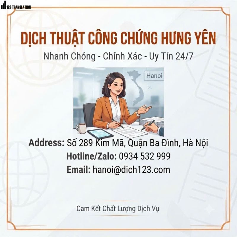 Dịch thuật công chứng Hưng Yên 24/7