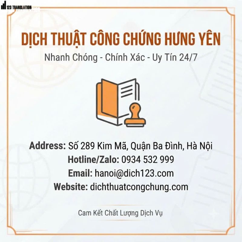 Dịch thuật công chứng Hưng Yên 24/7