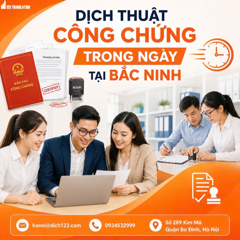 Dịch thuật công chứng trong ngày tại Bắc Ninh