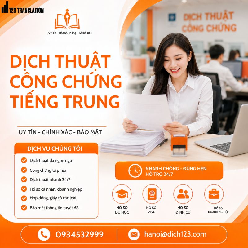 Dịch thuật công chứng tiếng Trung chính xác, uy tín và chuyên nghiệp